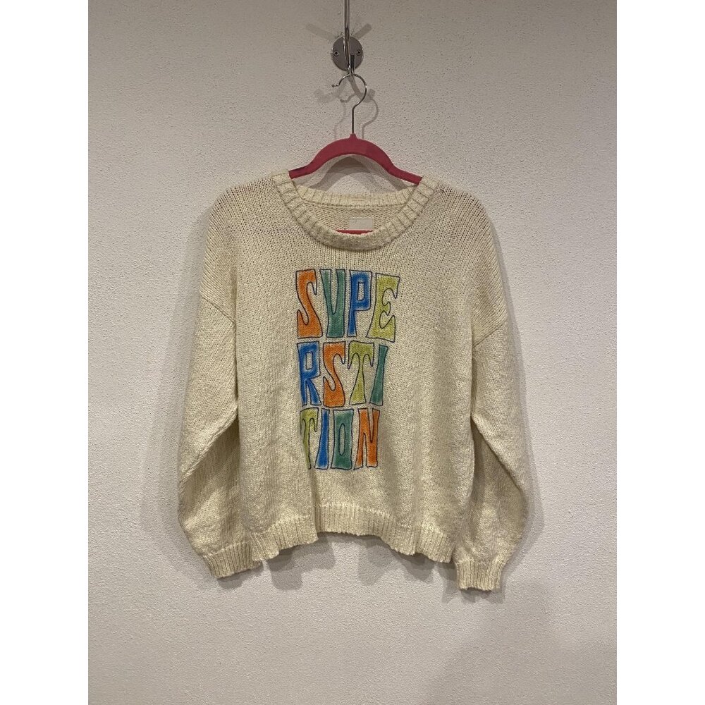 Mother Sweater Womens Large White Superstition Graphic Knit Chunky Pullover - Picture 2 of 5